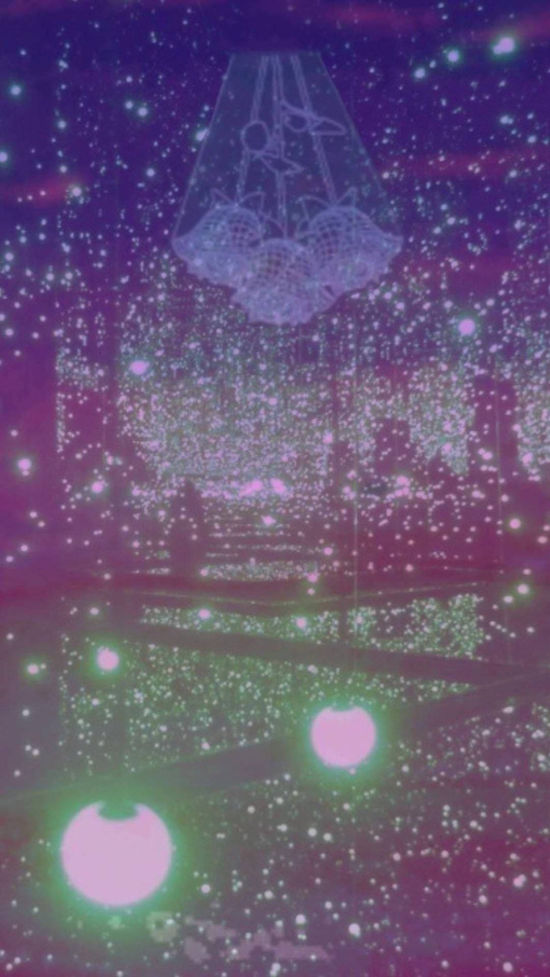 Sparkling Night Aesthetic Profile, glowing chandelier, starry purple and pink void, Full HD Phone Wallpaper