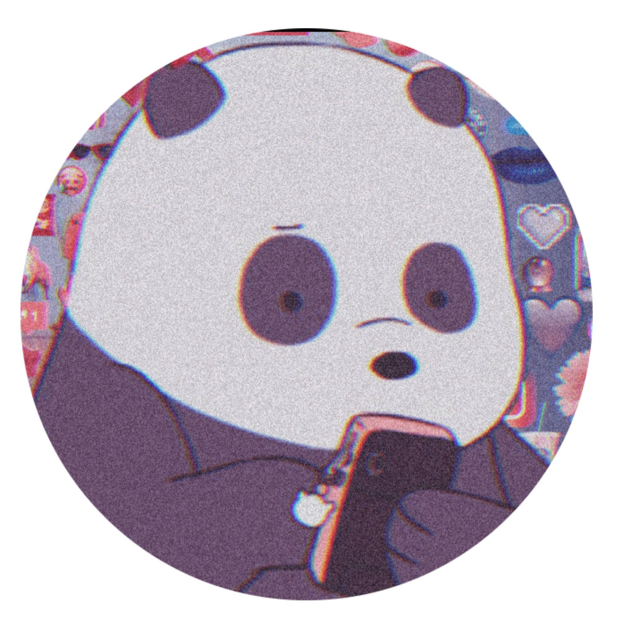 cartoon panda, sad expression, phone, Full HD Desktop Wallpaper