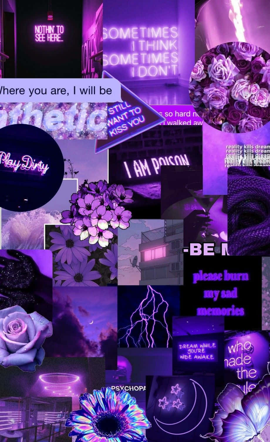 Aesthetic Purple Baddie, vibrant purple, neon signs, HD Phone Wallpaper