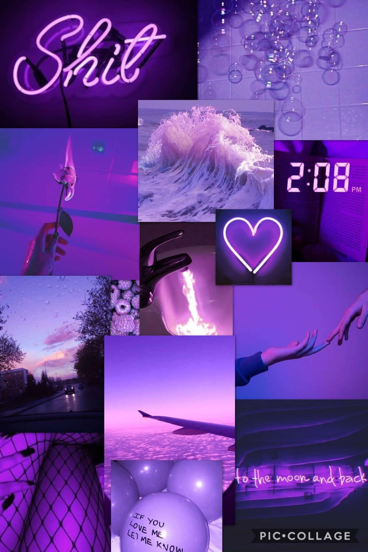 purple lights, clock, neon signs, HD Phone Wallpaper