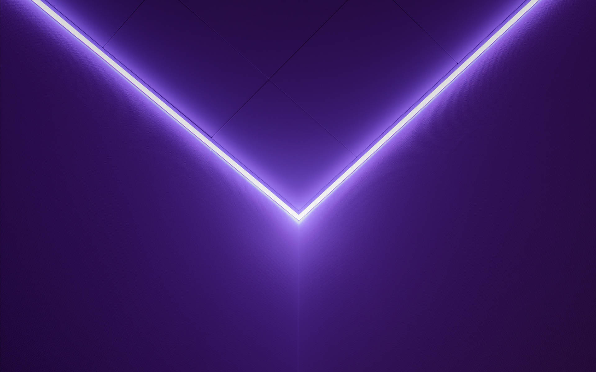 V-shaped neon light fixture, glowing purple hue, dark ceiling, Full HD Desktop Wallpaper