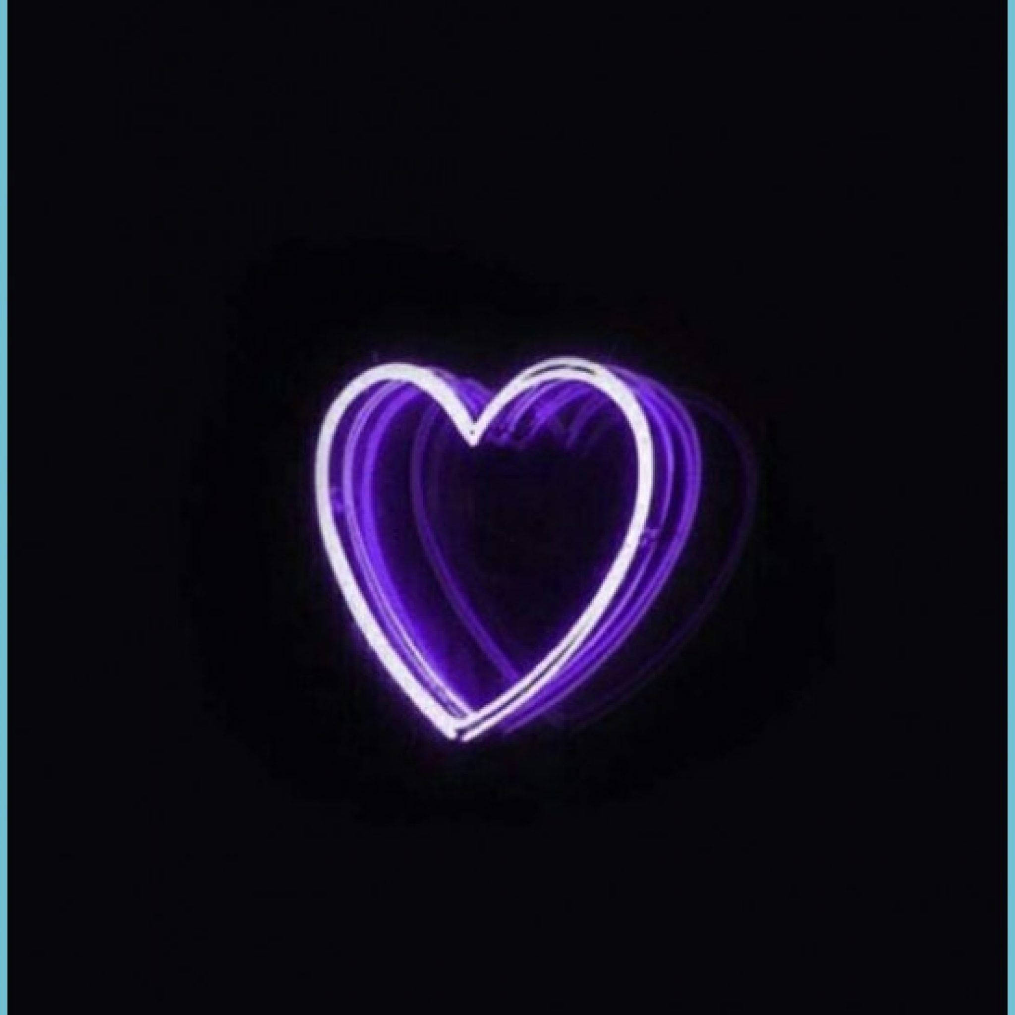 purple neon computer screen, heart-shaped light trail, glowing purple and white, Full HD Desktop Wallpaper