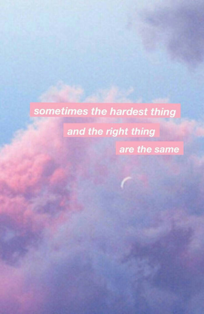 Pastel pink and blue clouds, crescent moon, motivational text overlay, SD Phone Wallpaper
