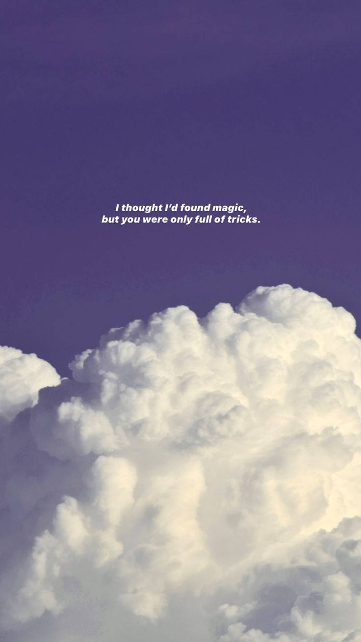 purple sky, fluffy white clouds, poetic quote, HD Phone Wallpaper