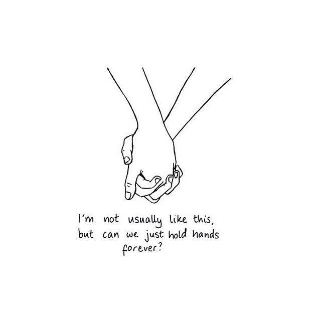 Holding Hands Aesthetic Tumblr Quotes, handwritten text, simple line drawing, SD Desktop Wallpaper