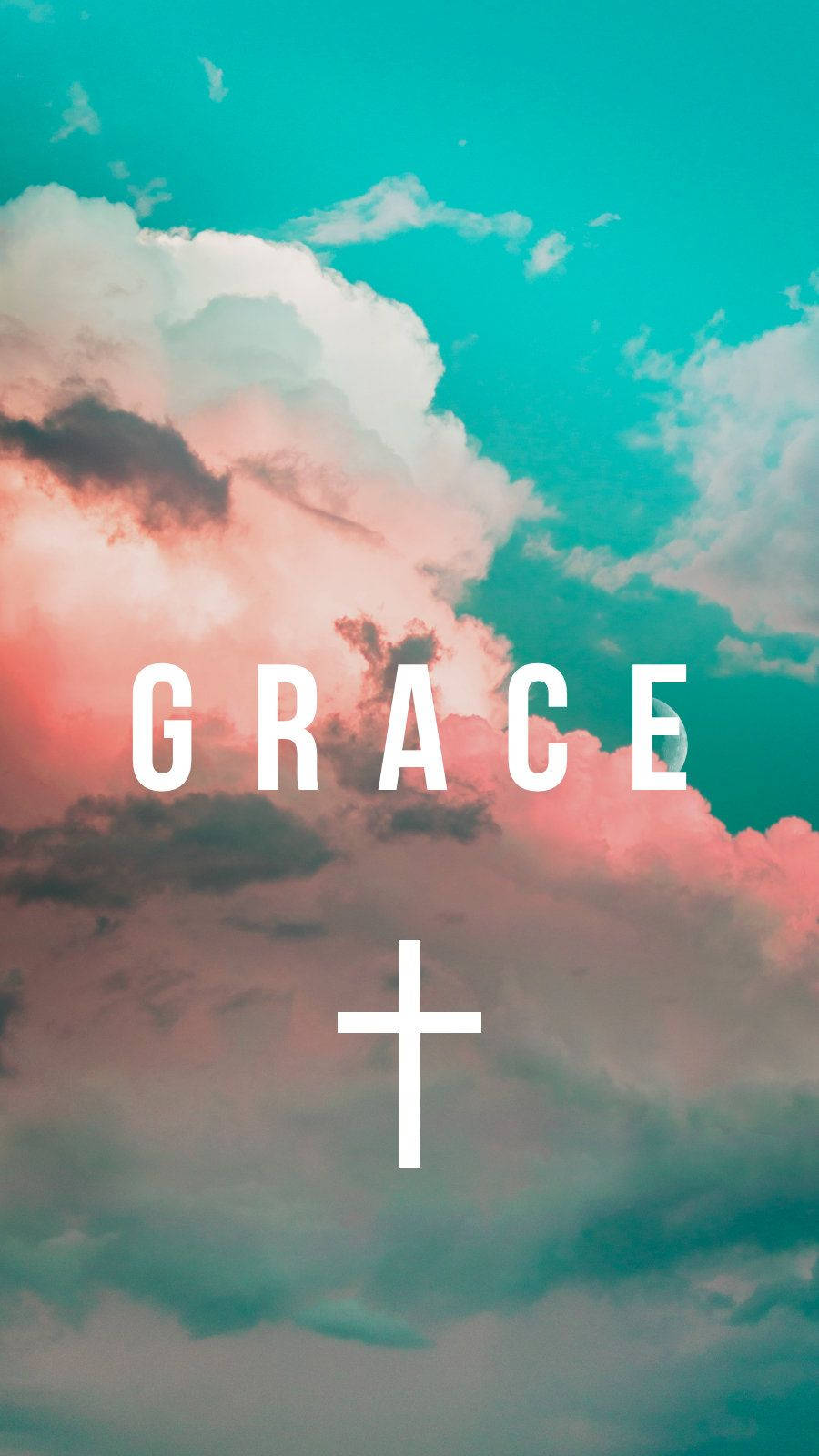 teal, pink, clouds, HD Phone Wallpaper