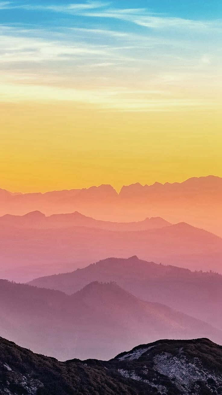 Aesthetic Rainbow Mobile, gradient sky, blue yellow and pink, HD Phone Wallpaper