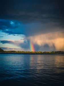 Aesthetic Rainbow Mobile, rainbow, lake, SD Phone Wallpaper