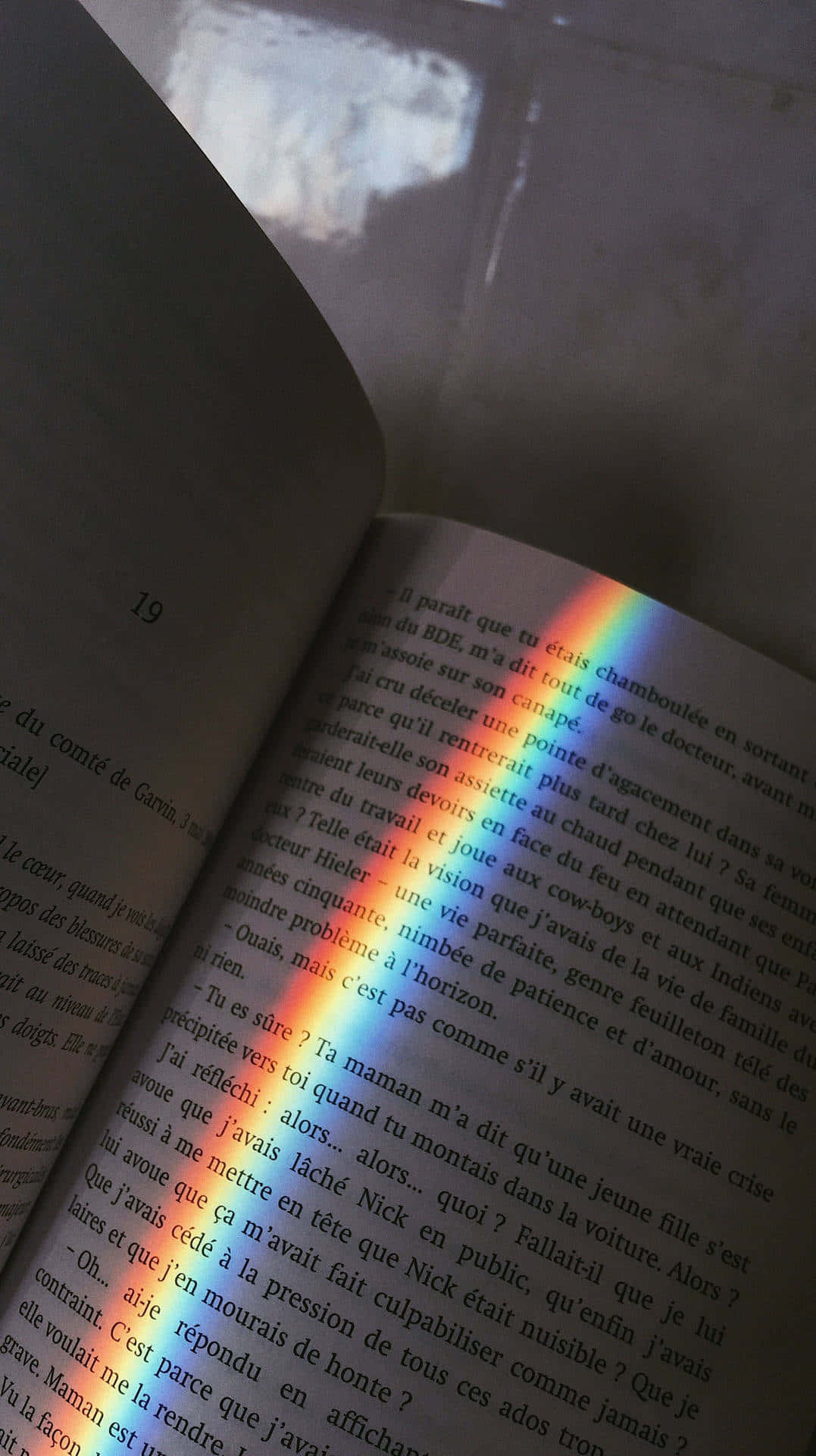 Aesthetic Rainbow Mobile, rainbow iridescent sheen, open book page, Full HD Phone Wallpaper