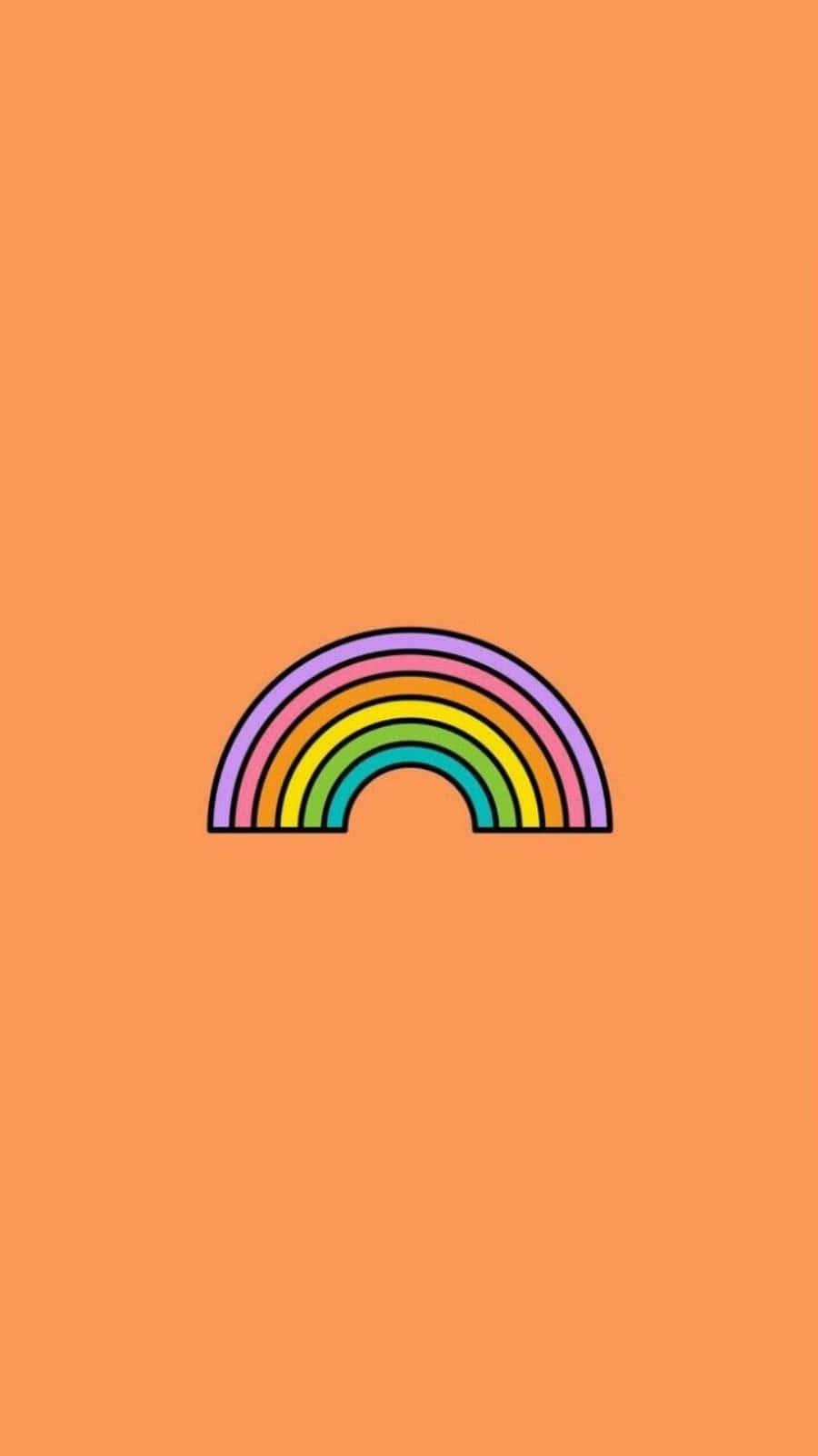 Pastel Orange Rainbow Mobile, rainbow, bold black outlines, HD Phone Wallpaper