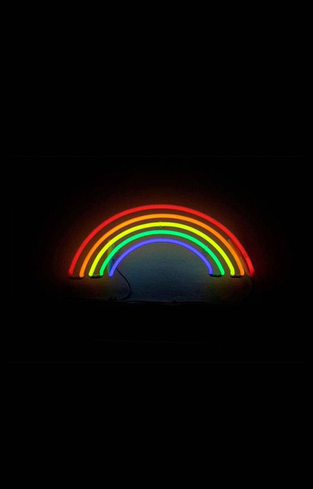 rainbow neon, glowing neon rainbow, pitch-black background, HD Phone Wallpaper