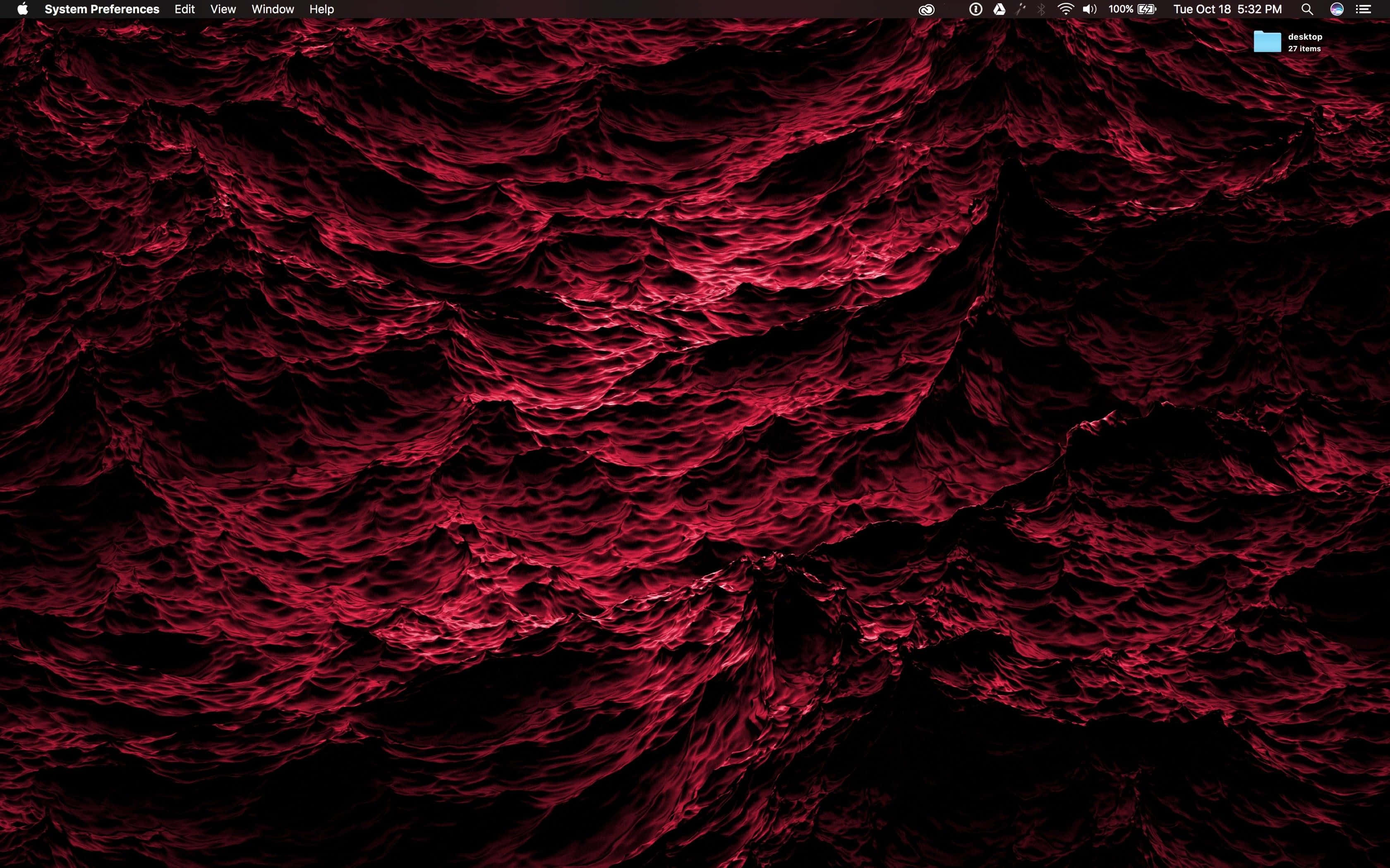 Aesthetic Red Pc, deep crimson waves, dark shadows, 2K Desktop Wallpaper