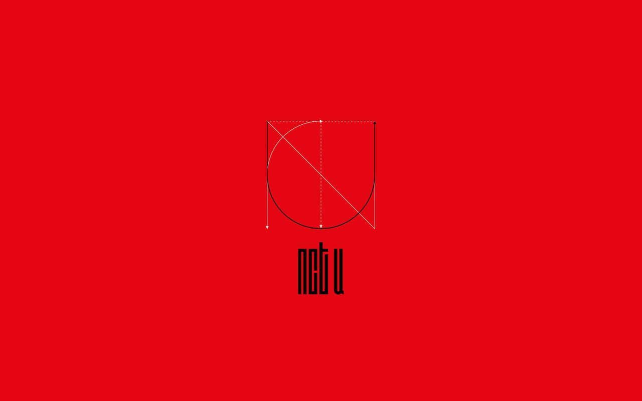 Aesthetic Red PC, minimalist logo, geometric lines, HD Desktop Wallpaper