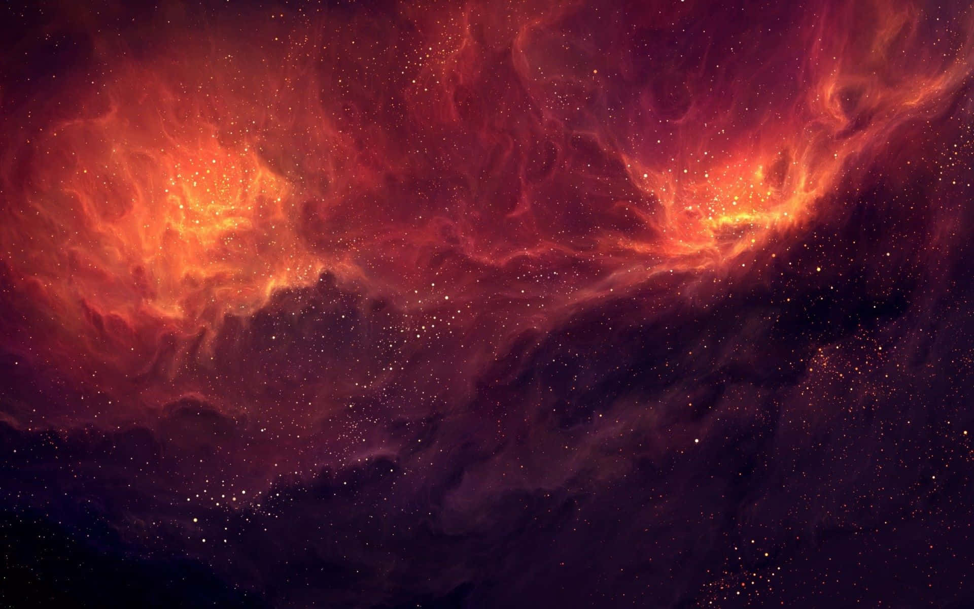 aesthetic red pc, cosmic nebula, fiery orange, Full HD Desktop Wallpaper
