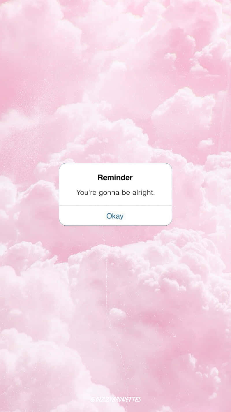pink background, clouds, white reminder box, HD Phone Wallpaper