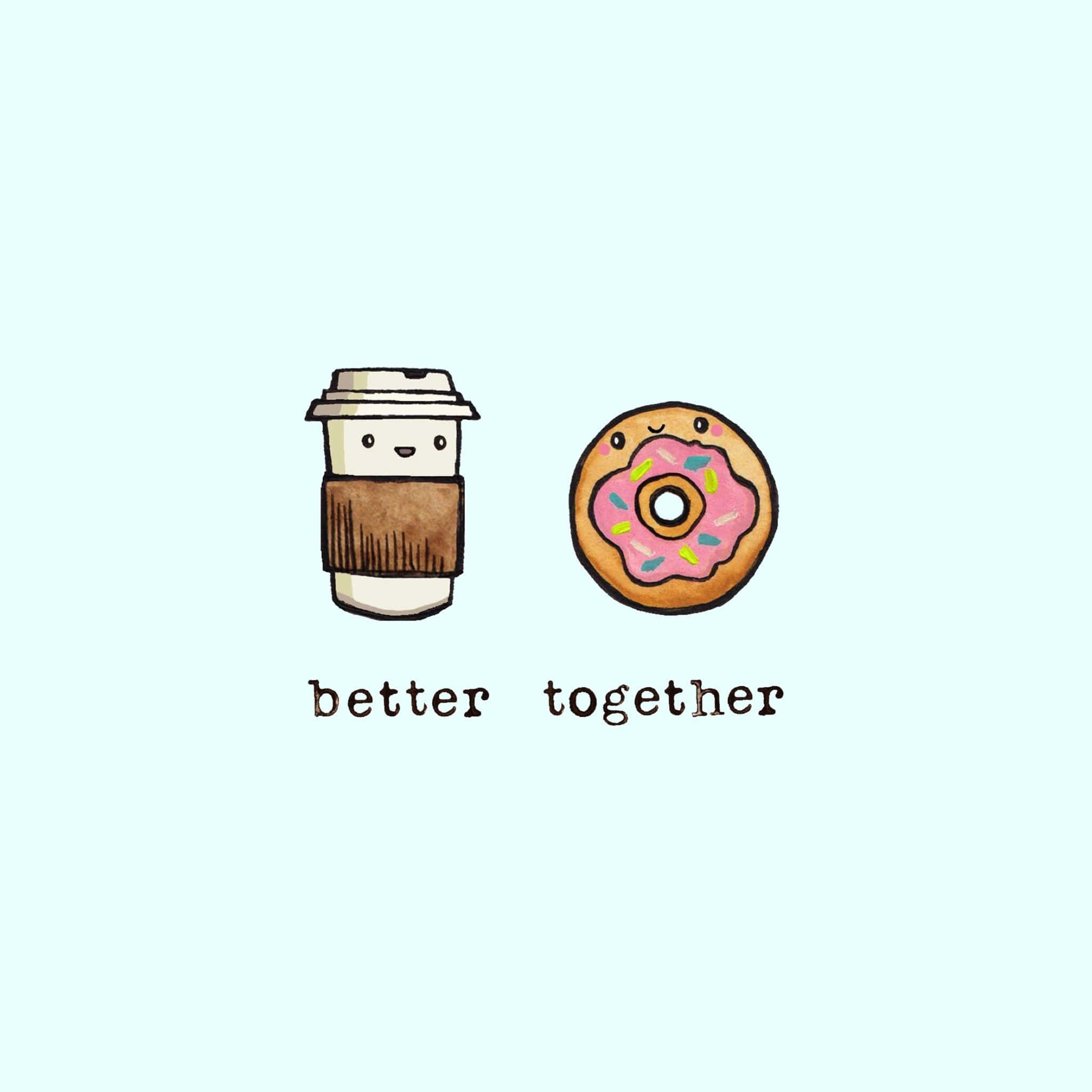 Aesthetic BFF, coffee cup, donut, Full HD Desktop Wallpaper