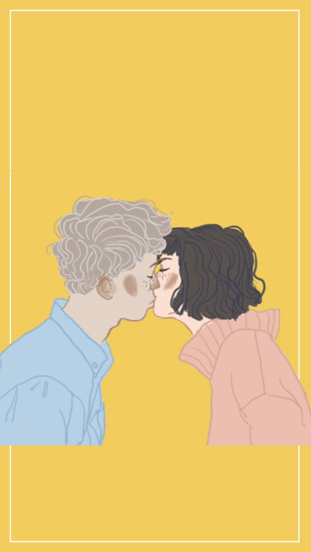 Art Hoe Aesthetic, curly hair, warm yellow background, Full HD Phone Wallpaper