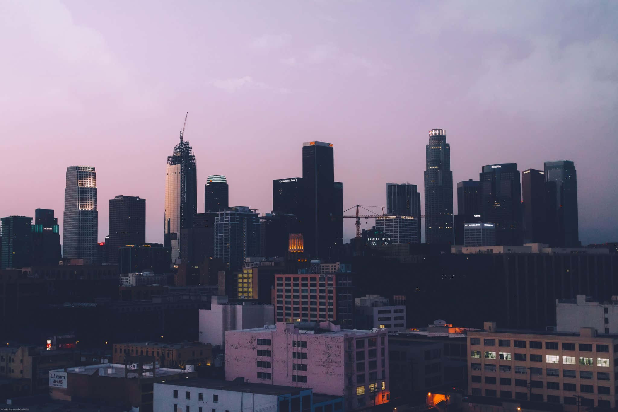 city skyline, dusk, skyscrapers, Full HD Desktop Wallpaper