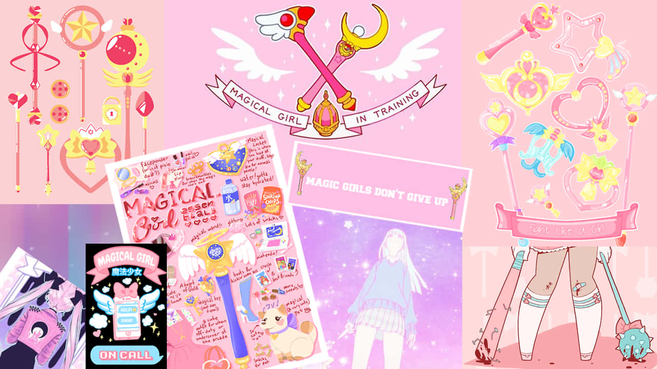 Aesthetic Pink Retro Laptop, vibrant pink, magical girl merchandise, HD Desktop Wallpaper