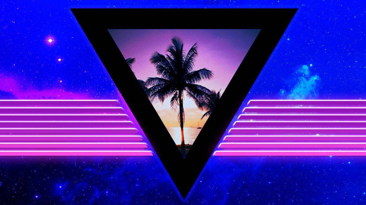 Aesthetic Retro, palm tree, black triangle, SD Desktop Wallpaper