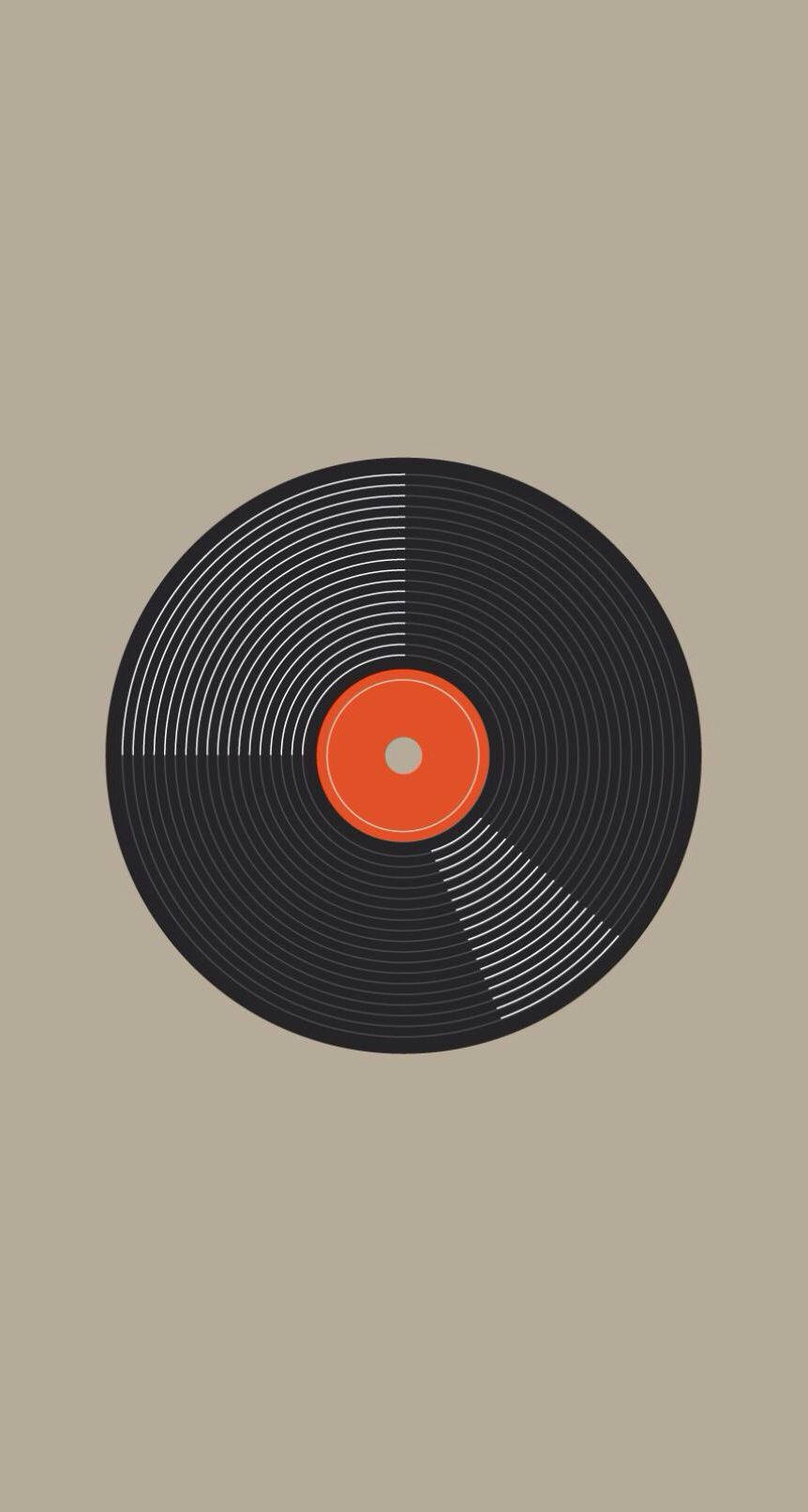 aesthetic retro, vinyl record, orange center, HD Phone Wallpaper