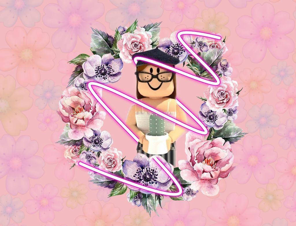 Aesthetic Roblox Girl, flower frame, glasses, SD Desktop Wallpaper