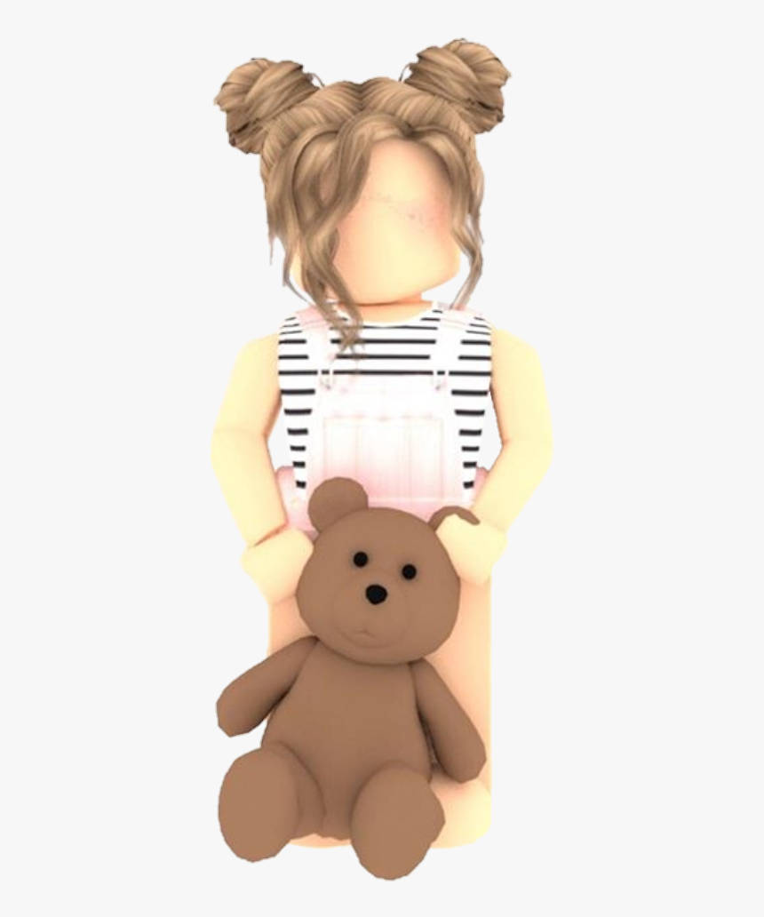 Aesthetic Roblox Girl, pink jumper, twin buns, SD Phone Wallpaper