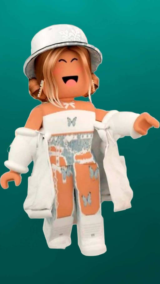 Aesthetic Roblox Girl, white tube top, blonde hair, SD Phone Wallpaper