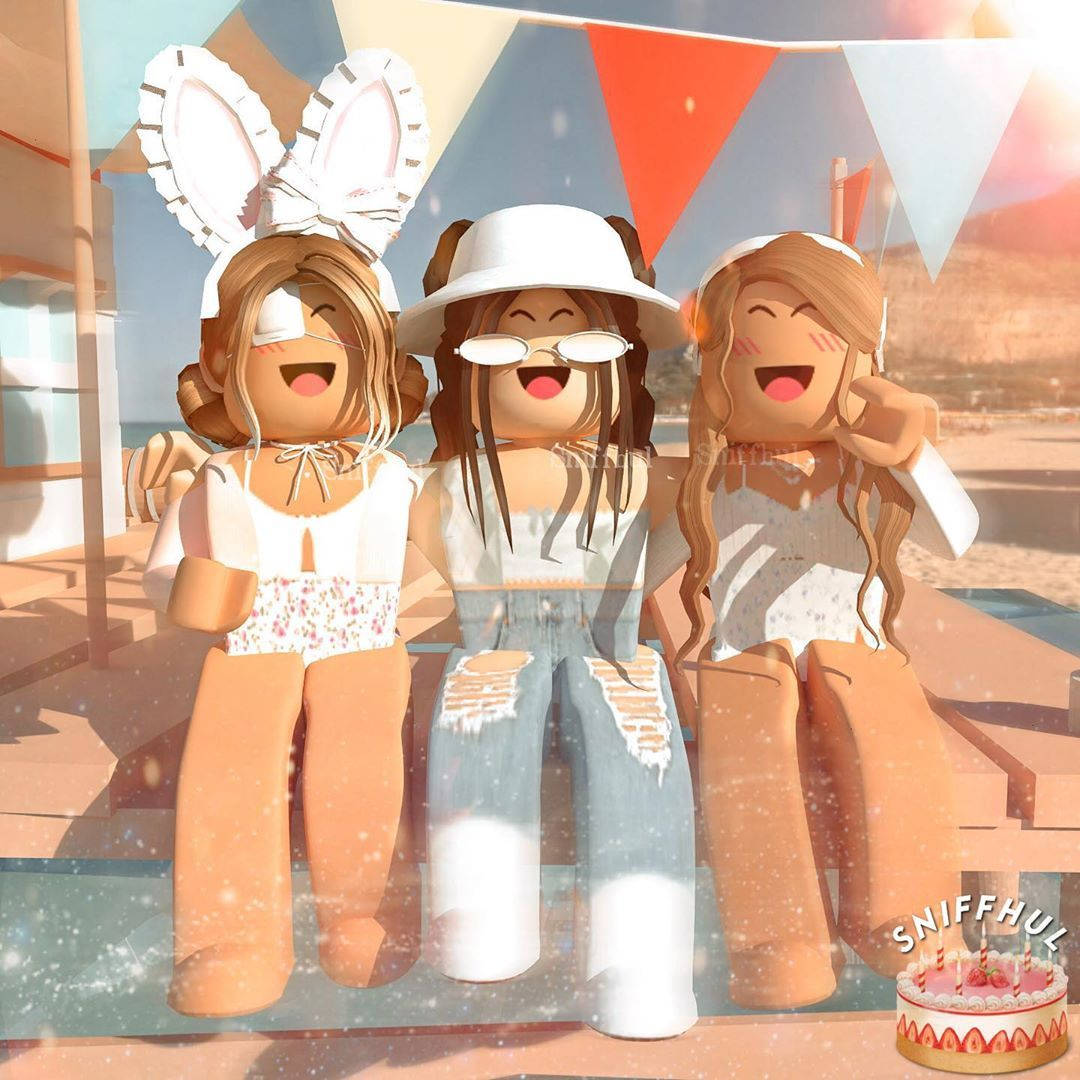Aesthetic Roblox, Roblox avatars, beach, SD Desktop Wallpaper