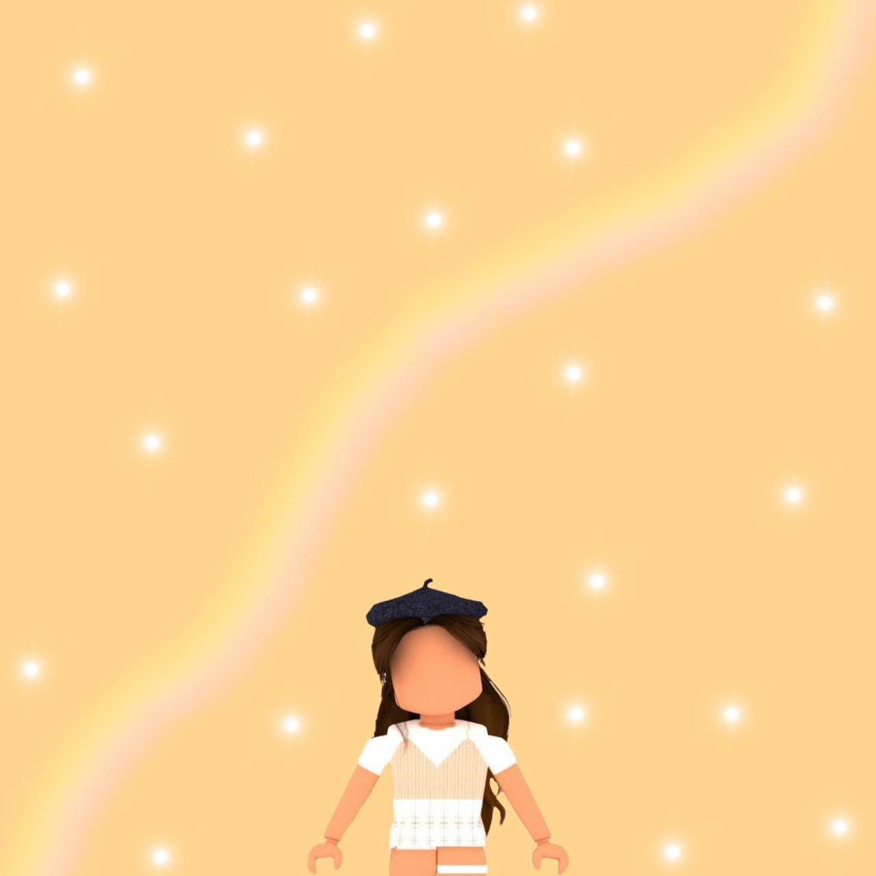 Aesthetic Roblox, beret, glowing golden sky, HD Desktop Wallpaper
