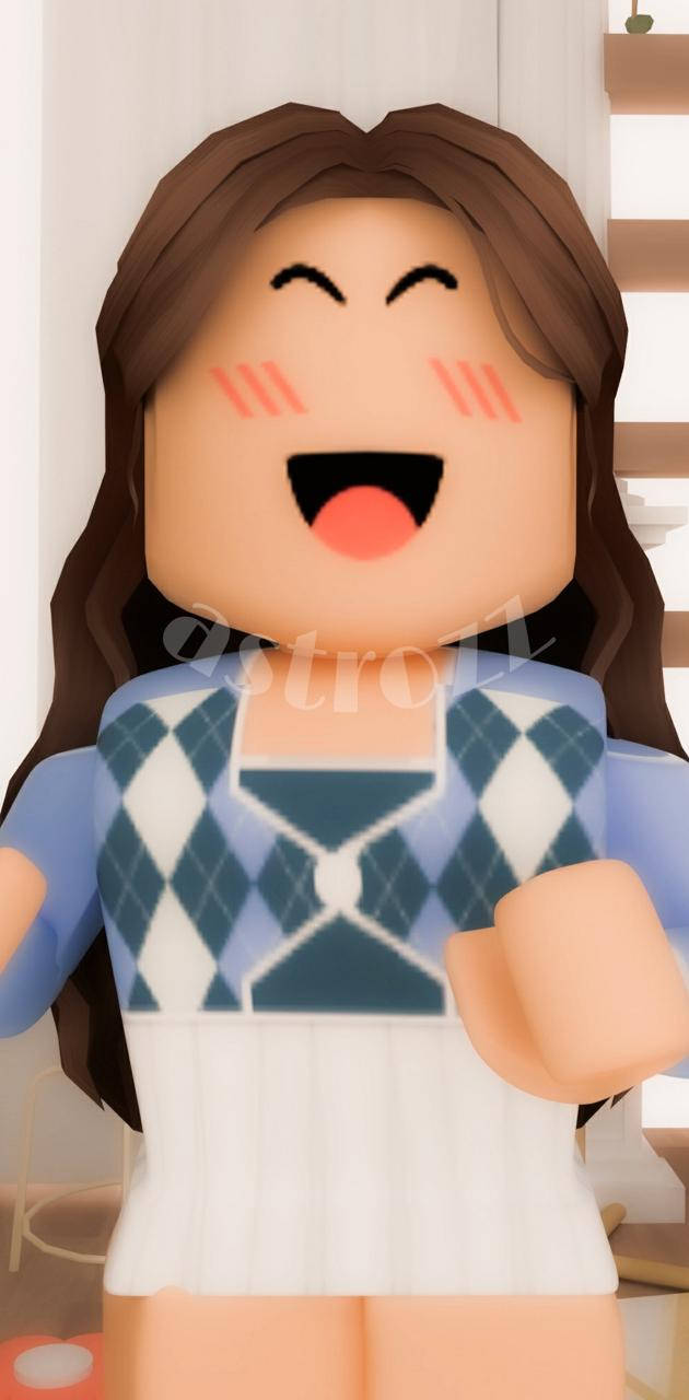 Roblox, brown hair, blue and white argyle sweater, HD Phone Wallpaper
