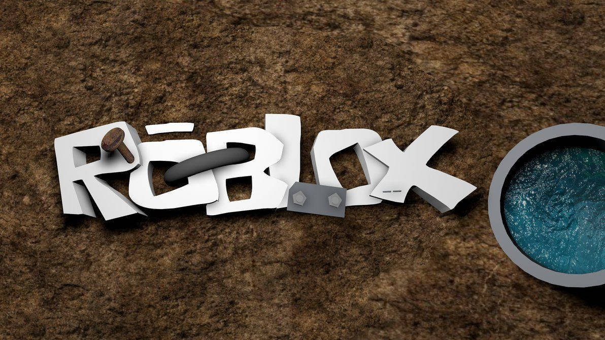 Roblox, white 3d letters, textured brown ground, SD Desktop Wallpaper