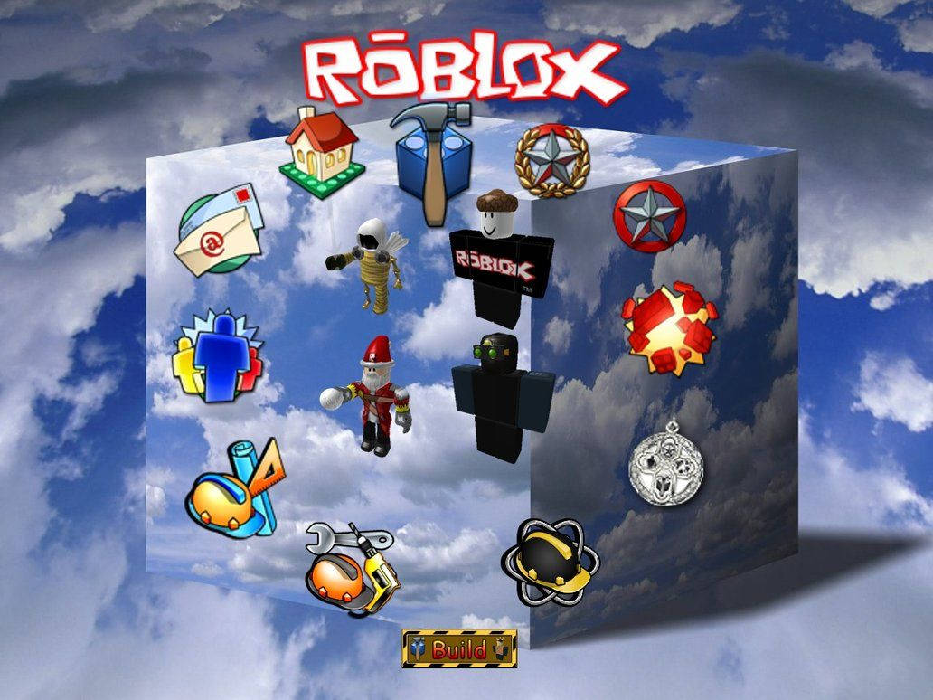 Roblox, Roblox logo, iconic game items, SD Desktop Wallpaper
