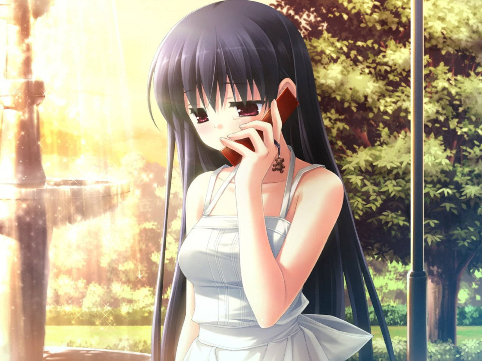 black hair, aesthetic sad anime girl, long dark hair, HD Desktop Wallpaper