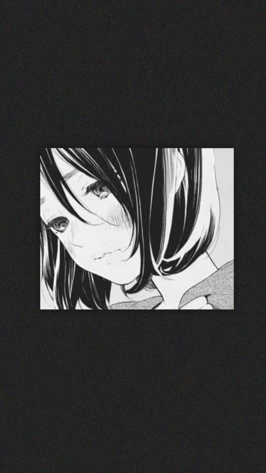 anime girl, long hair, black and white, HD Phone Wallpaper