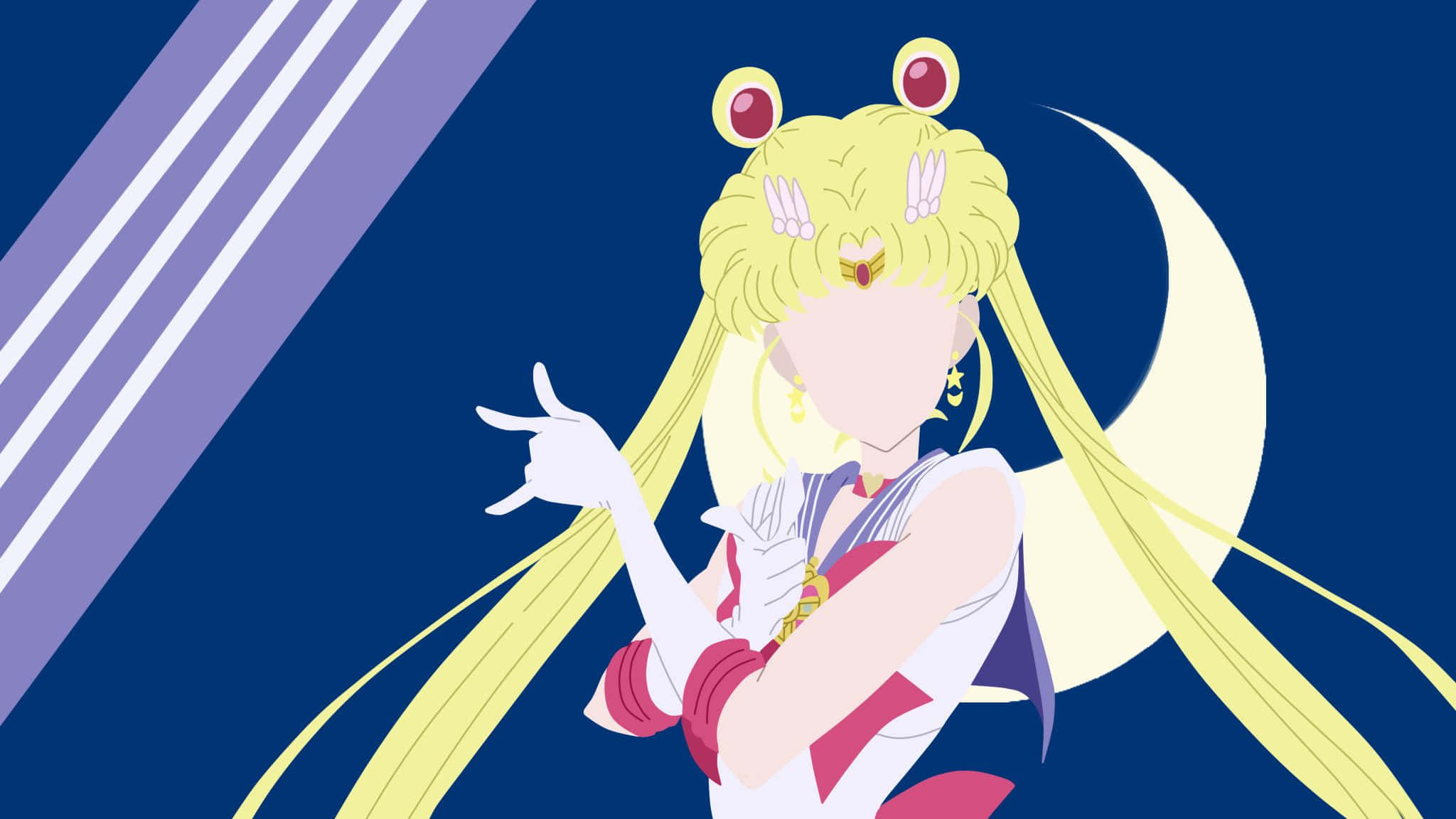 Sailor Moon, crescent moon, purple diagonal stripes, Full HD Desktop Wallpaper