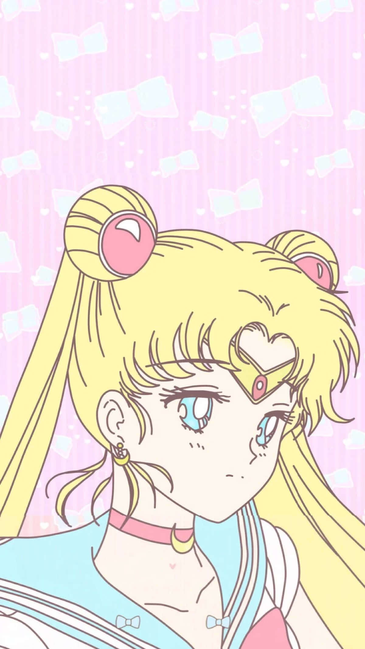 Aesthetic Sailor Moon, blonde pigtails, blue eyes, Full HD Phone Wallpaper