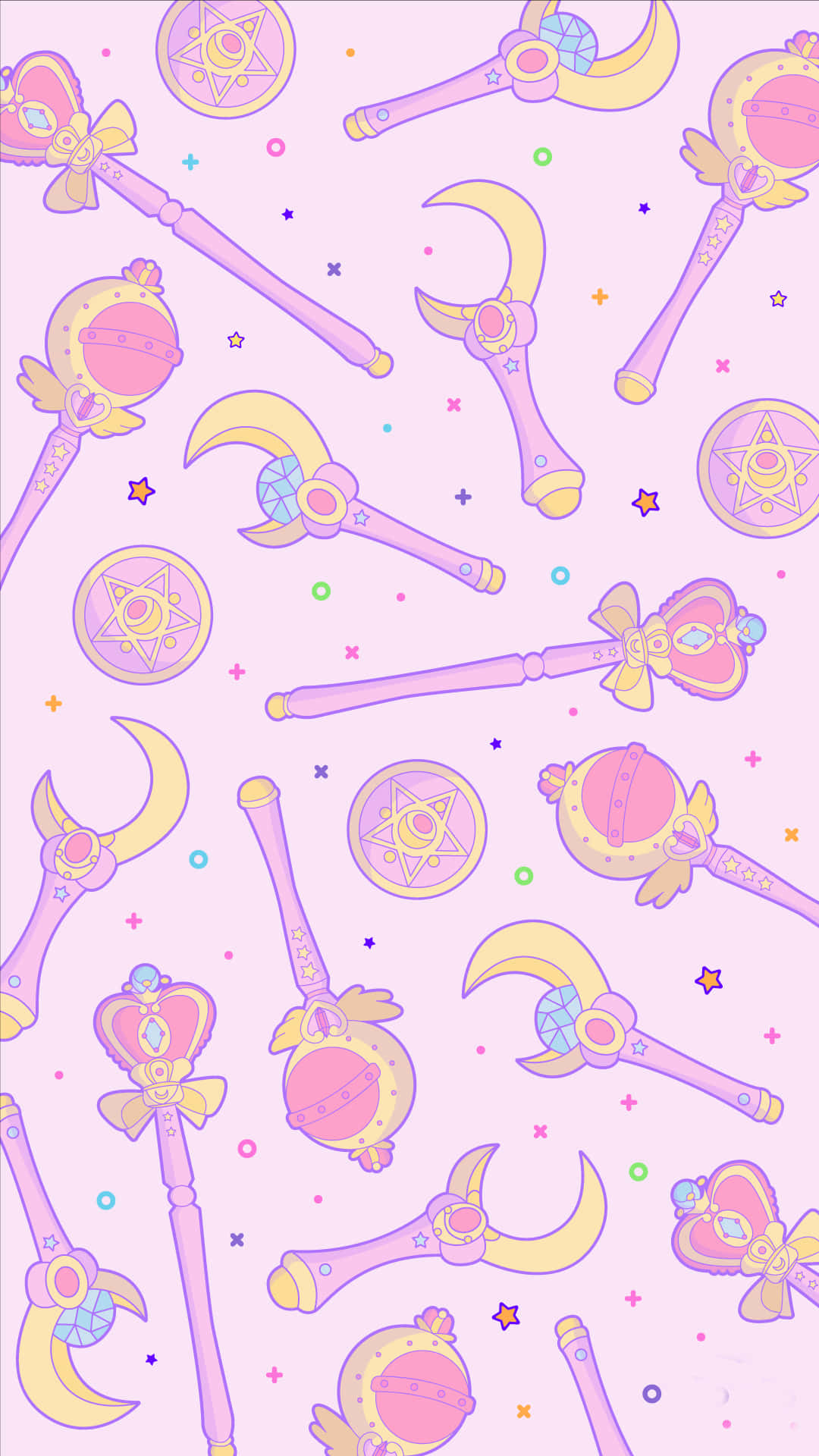 Sailor Moon Pattern, pastel pink, yellow, Full HD Phone Wallpaper