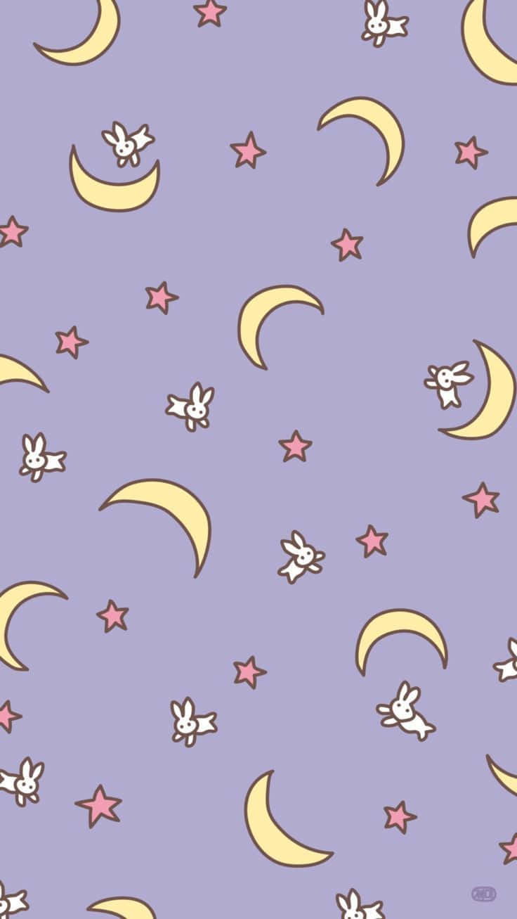 Pastel Sailor Moon, crescent moon, white bunnies, HD Phone Wallpaper