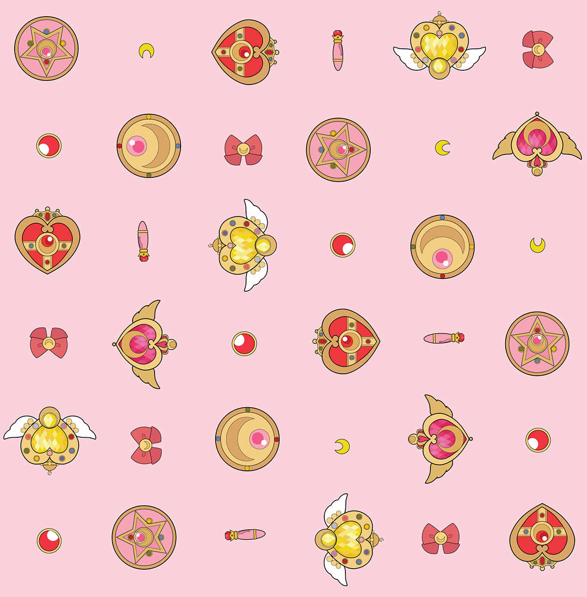 Sailor Moon, magical girl-themed icons, wands, SD Phone Wallpaper