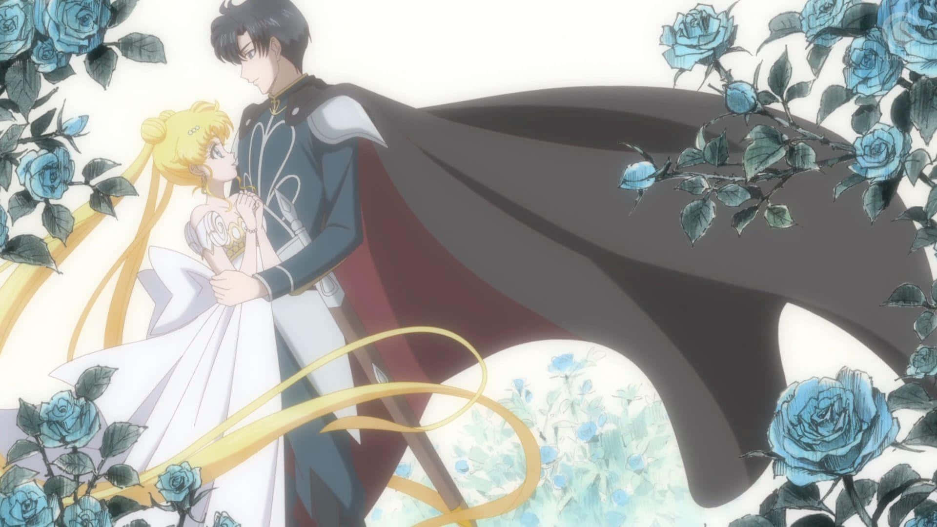 Sailor Moon, lunar power, blue roses, Full HD Desktop Wallpaper