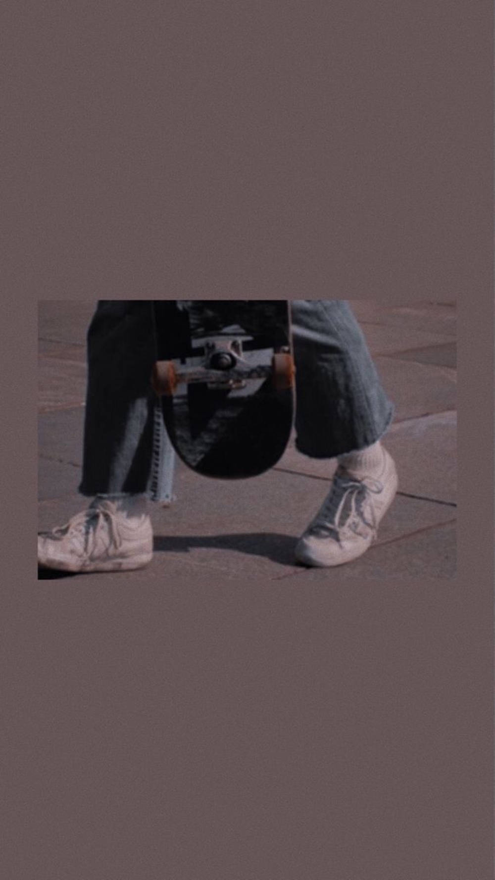 brown aesthetic skateboard, ripped jeans, worn sneakers, HD Phone Wallpaper