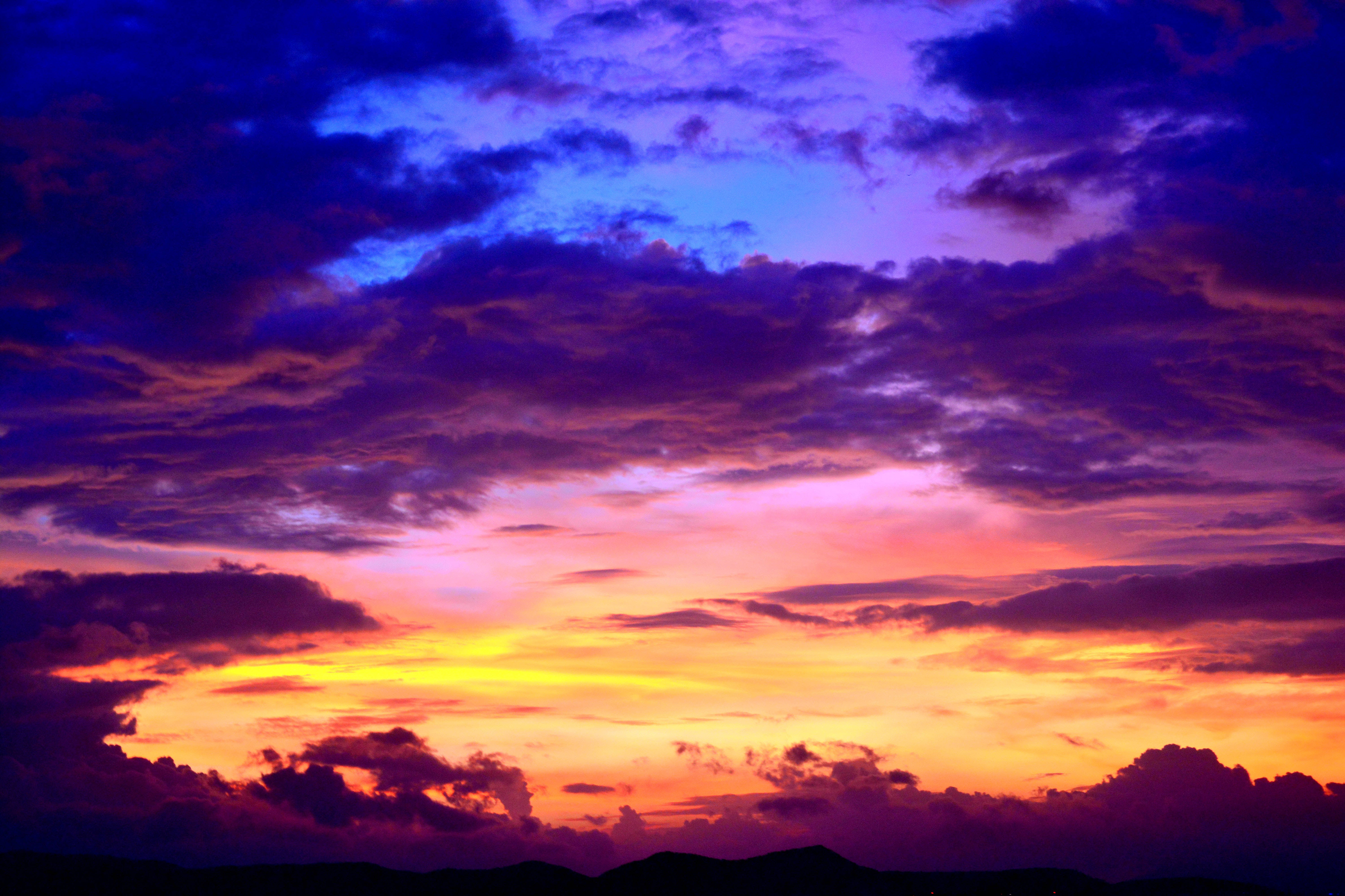 Aesthetic Sky, violets, yellows, 5K Desktop Wallpaper
