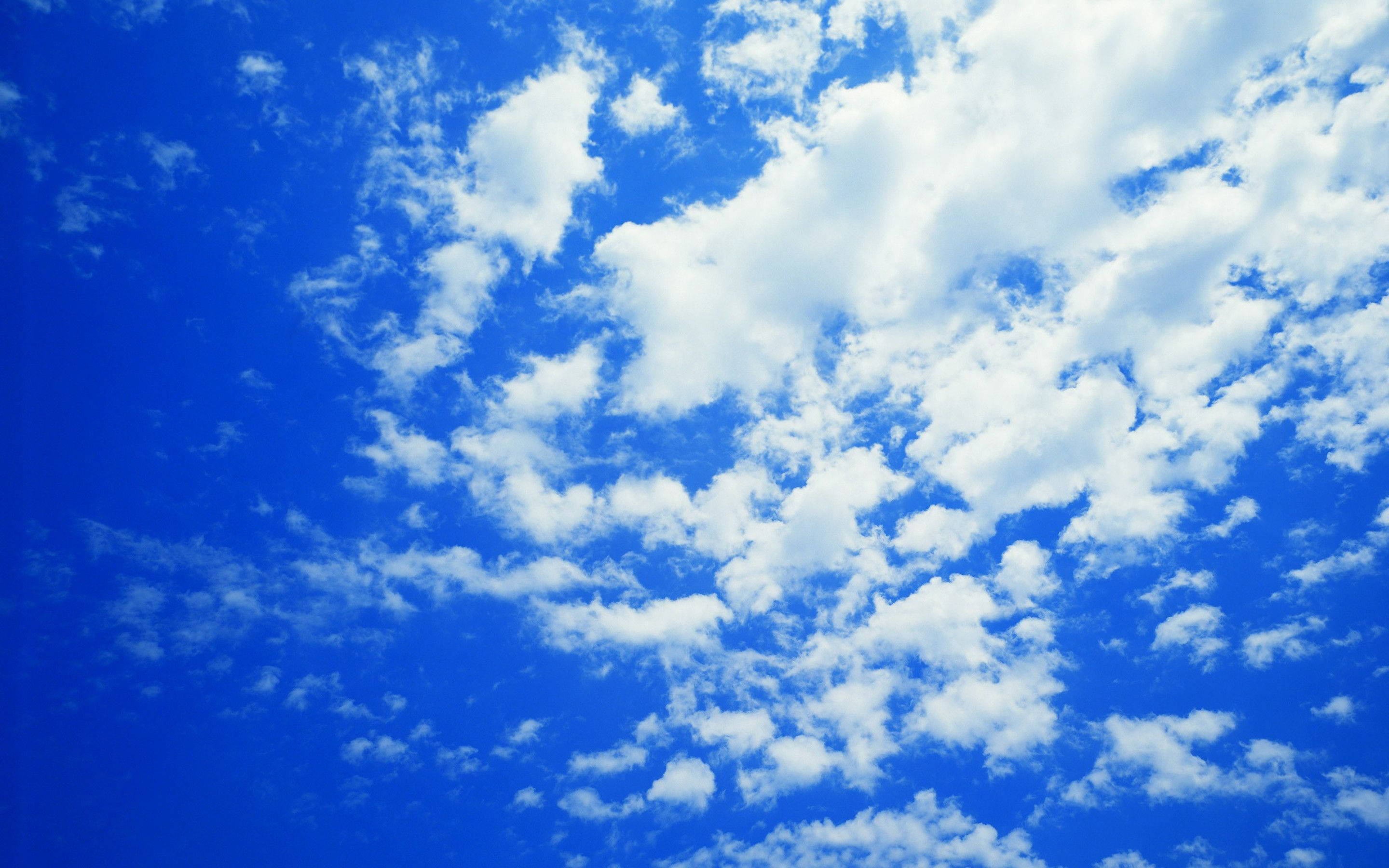 fluffy white clouds, vibrant blue sky, clear daytime expanse, 2K Desktop Wallpaper