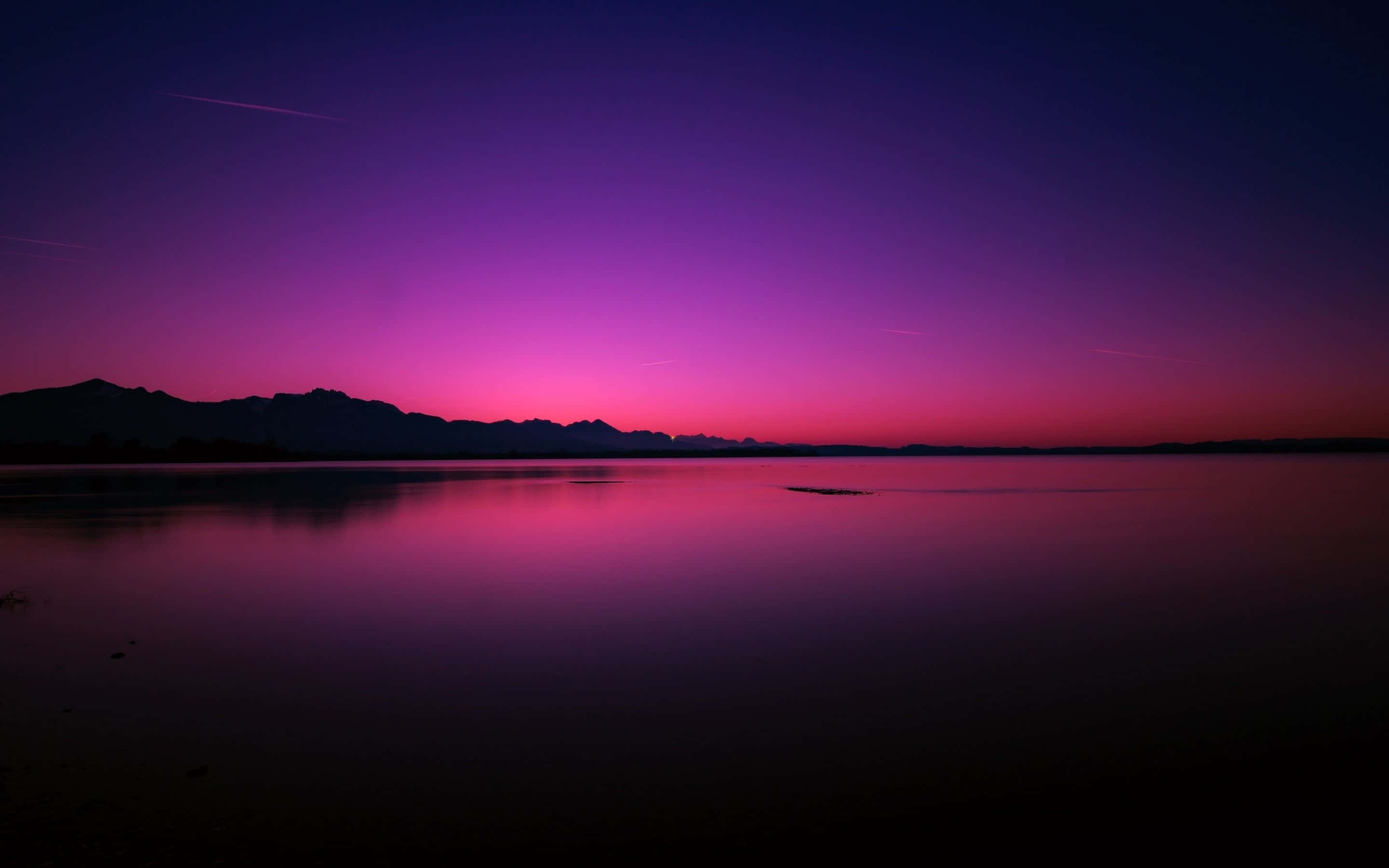 Aesthetic Dark Pink, purple and pink twilight sky, tranquil lake, 2K Desktop Wallpaper