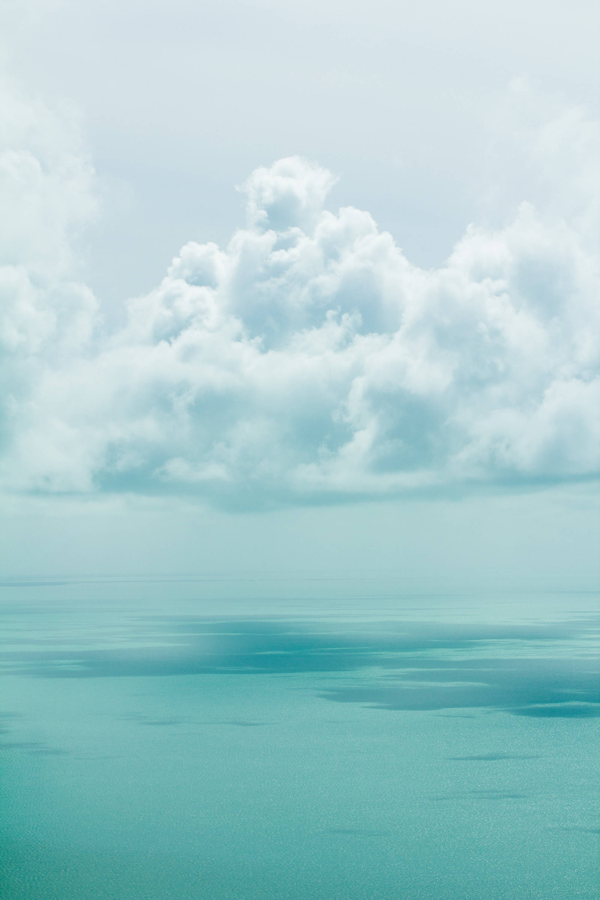 cloudy ombre sky, turquoise ocean, fluffy white clouds, 2K Phone Wallpaper