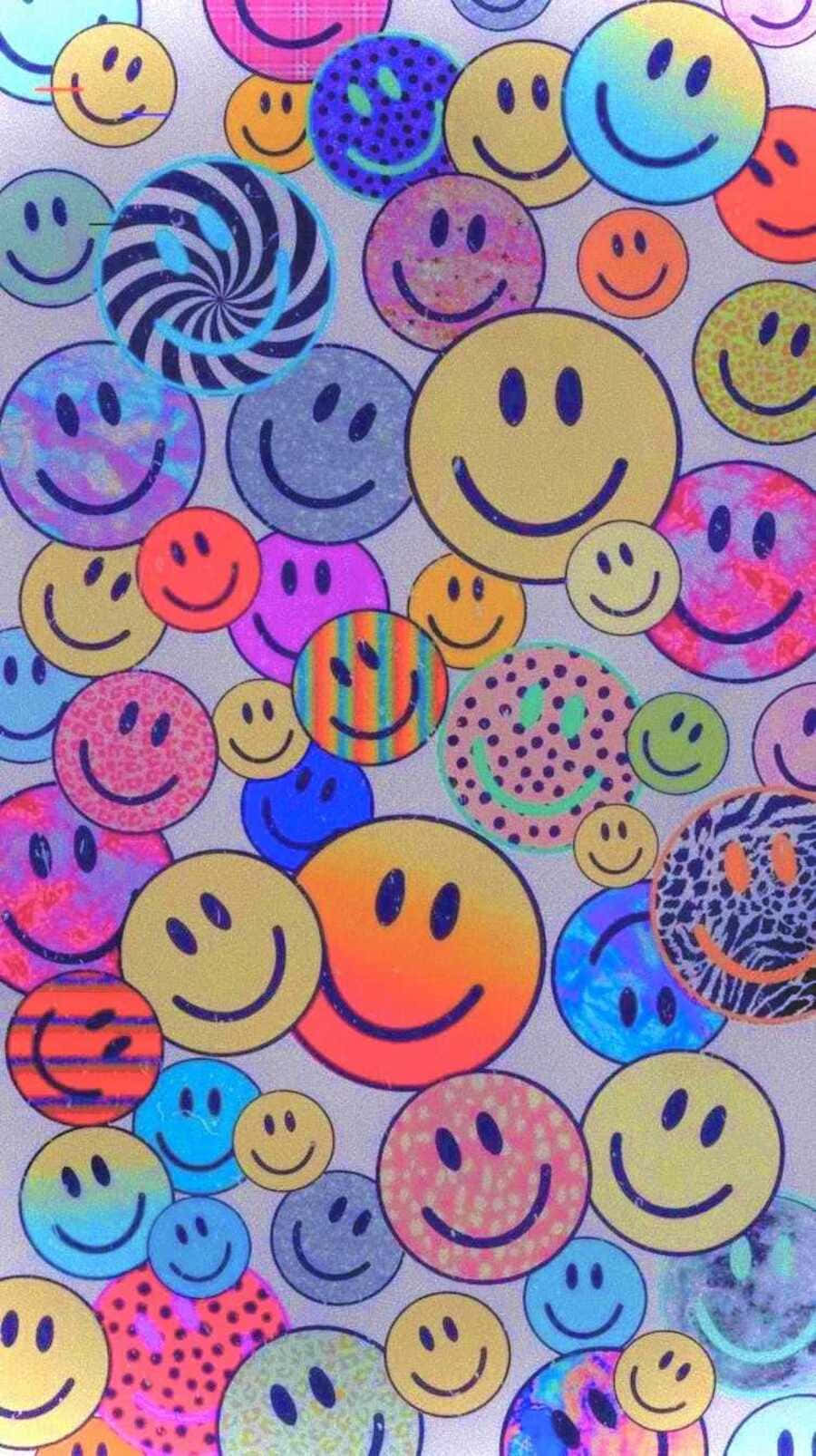 Aesthetic Smiley Face, colorful smiley faces, psychedelic patterns, HD Phone Wallpaper