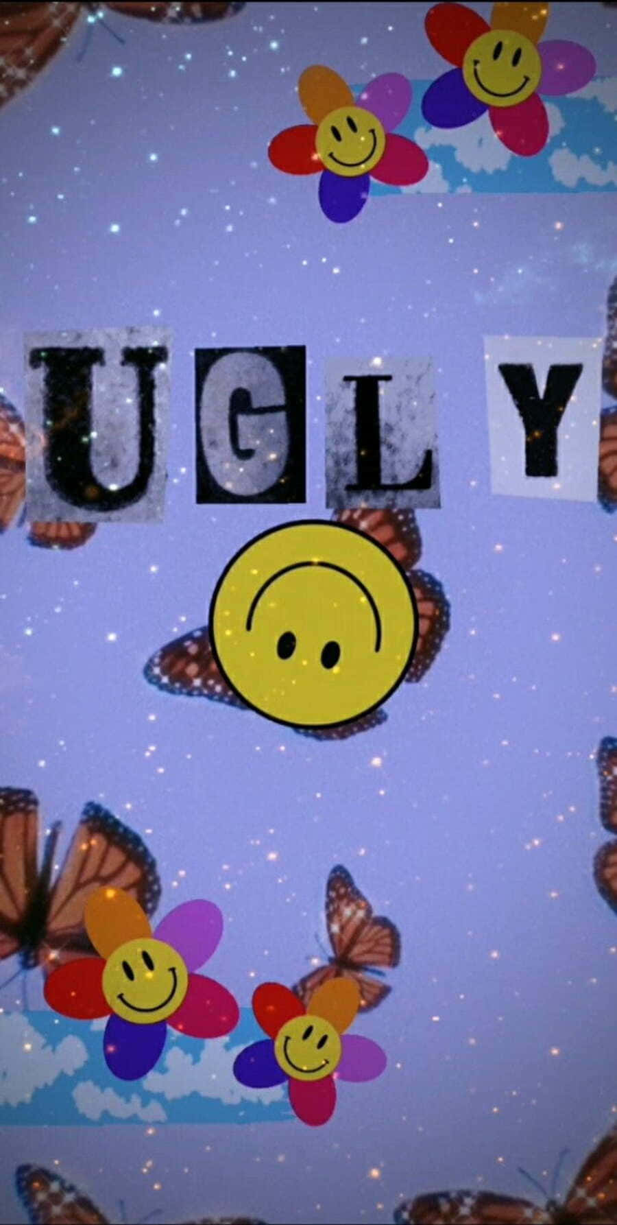 Aesthetic Smiley Face, starry sky, colorful smiley-face flowers, HD Phone Wallpaper