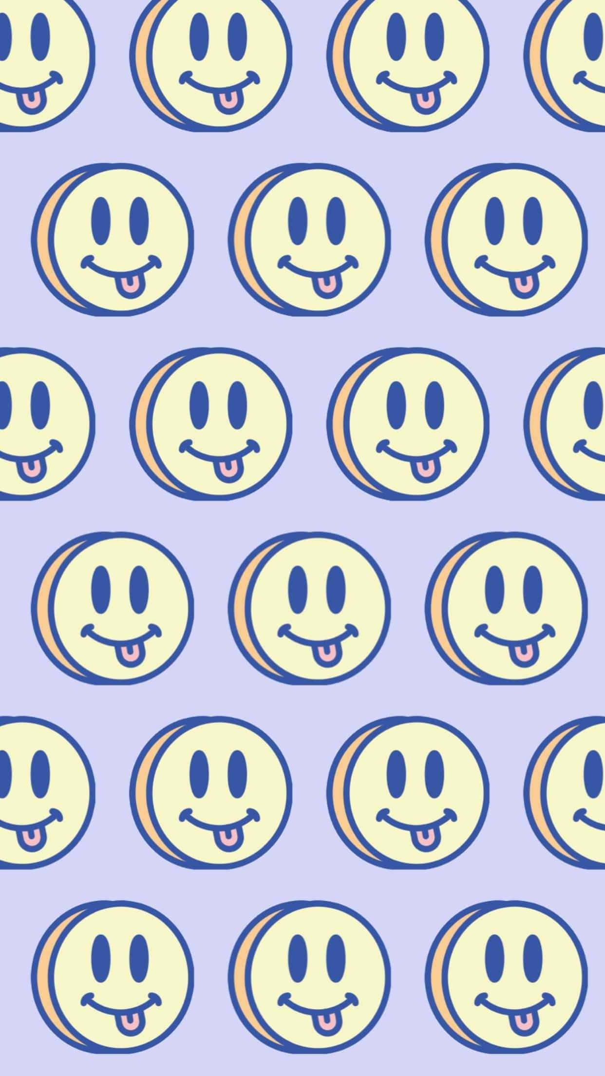 aesthetic smiley face, cheerful yellow smiley faces, tongues sticking out, Full HD Phone Wallpaper