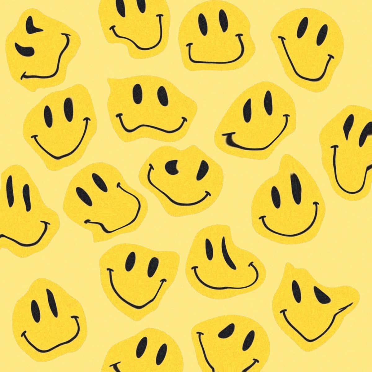 Aesthetic Smiley Face, yellow smiley faces, black outlines, SD Desktop Wallpaper